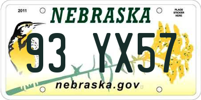 NE license plate 93YX57