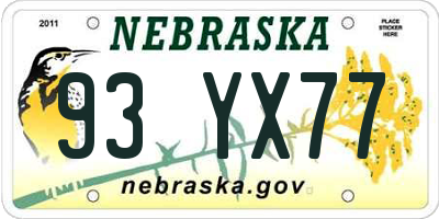 NE license plate 93YX77