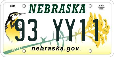 NE license plate 93YY11