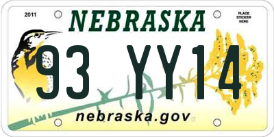 NE license plate 93YY14