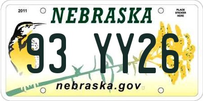NE license plate 93YY26