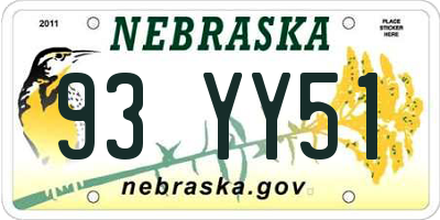 NE license plate 93YY51