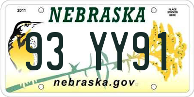 NE license plate 93YY91