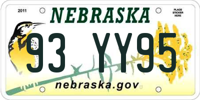 NE license plate 93YY95