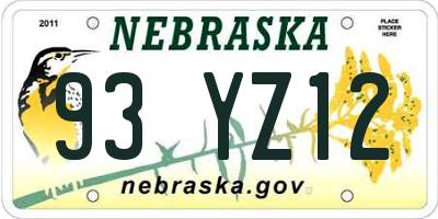 NE license plate 93YZ12