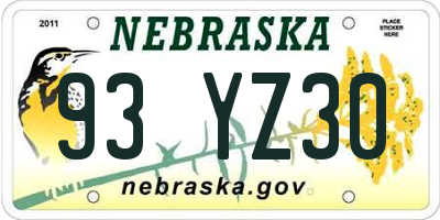 NE license plate 93YZ30