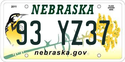 NE license plate 93YZ37