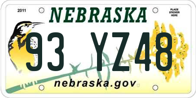 NE license plate 93YZ48