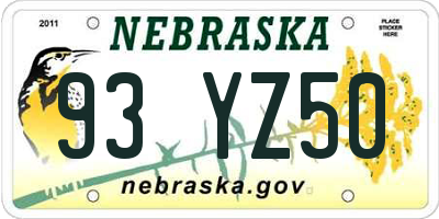 NE license plate 93YZ50