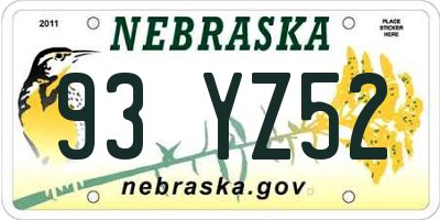 NE license plate 93YZ52