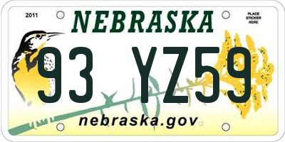 NE license plate 93YZ59