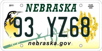 NE license plate 93YZ68