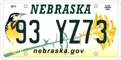 NE license plate 93YZ73