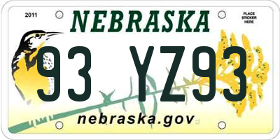 NE license plate 93YZ93