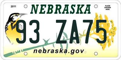 NE license plate 93ZA75