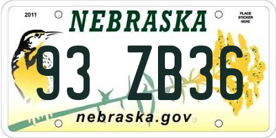NE license plate 93ZB36