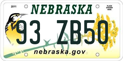 NE license plate 93ZB50