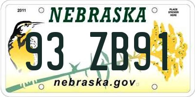 NE license plate 93ZB91
