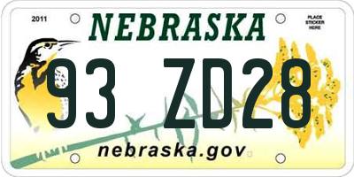 NE license plate 93ZD28