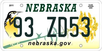 NE license plate 93ZD53