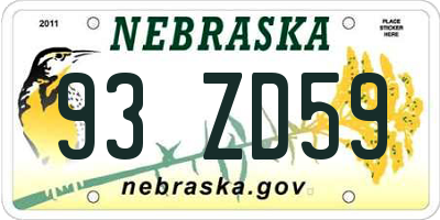NE license plate 93ZD59