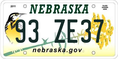 NE license plate 93ZE37