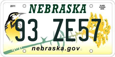 NE license plate 93ZE57