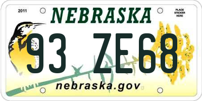 NE license plate 93ZE68