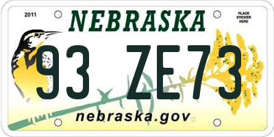 NE license plate 93ZE73