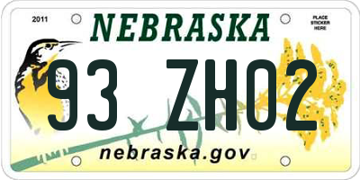 NE license plate 93ZH02