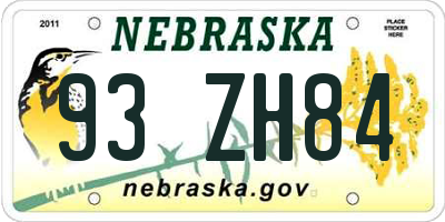 NE license plate 93ZH84