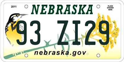 NE license plate 93ZI29