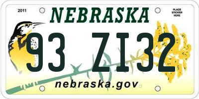 NE license plate 93ZI32