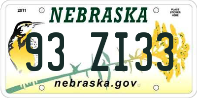 NE license plate 93ZI33