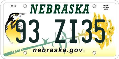 NE license plate 93ZI35