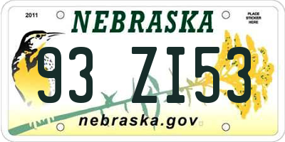 NE license plate 93ZI53