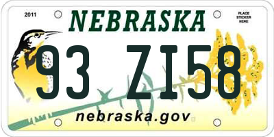NE license plate 93ZI58