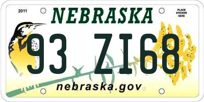 NE license plate 93ZI68