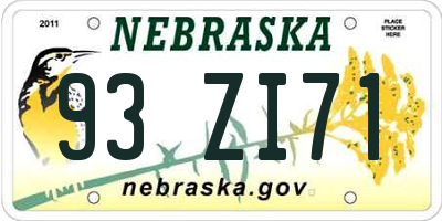 NE license plate 93ZI71