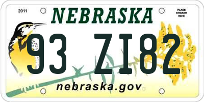 NE license plate 93ZI82