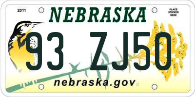 NE license plate 93ZJ50