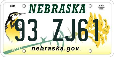 NE license plate 93ZJ61