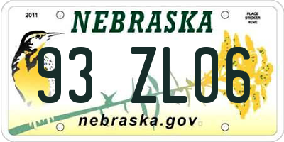 NE license plate 93ZL06