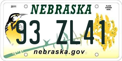 NE license plate 93ZL41