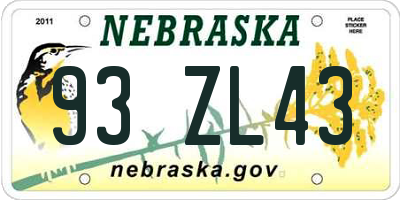 NE license plate 93ZL43