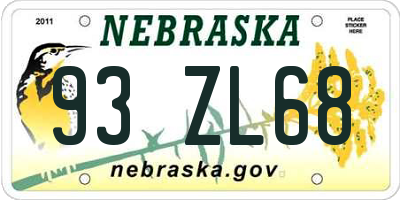 NE license plate 93ZL68