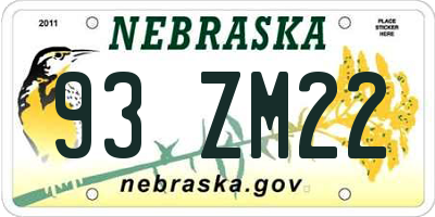 NE license plate 93ZM22