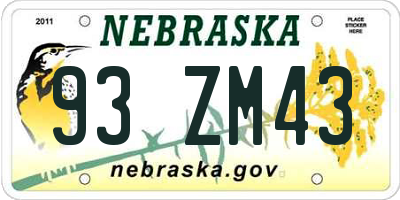 NE license plate 93ZM43