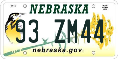 NE license plate 93ZM44