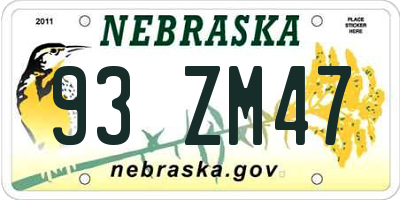 NE license plate 93ZM47